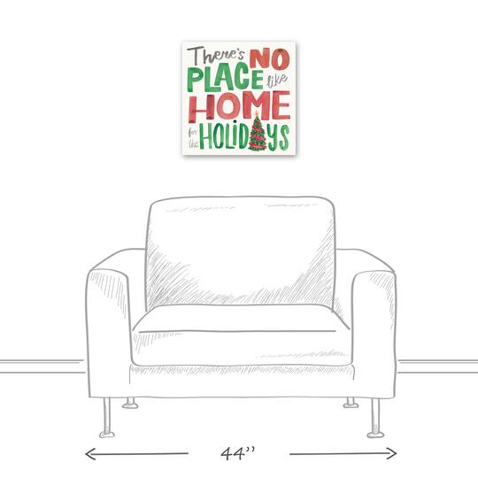 There's No Place like Home for the Holidays Typography Canvas Wall Art